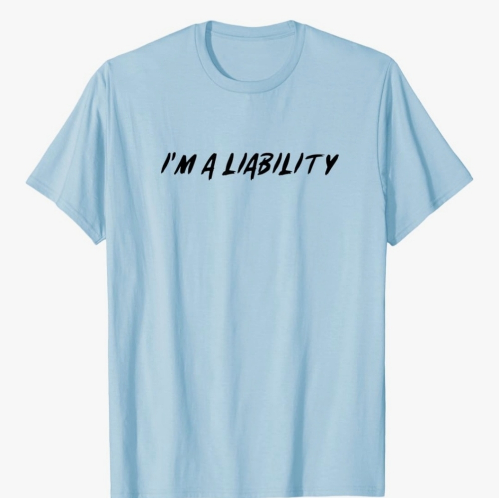 Port and Company I'm A Liabilty Blue Graphic T-Shirt Size 2XL NWT R-1331